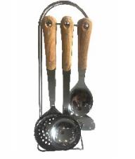 (024593) BZ UTENSILIOS SET 57915240 ACERO C/MANGO D/MAD